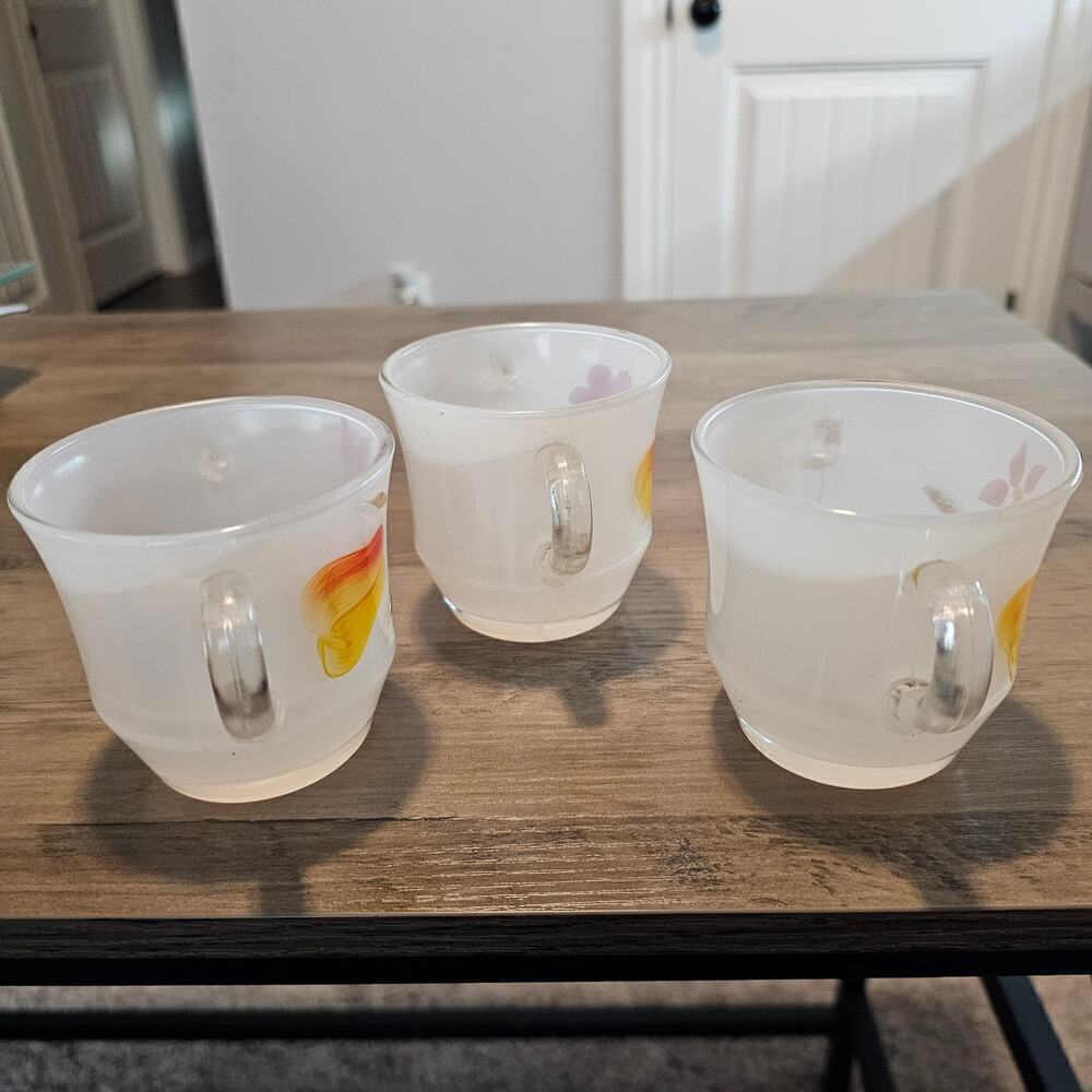 Vintage Bartlett Collins Hand Painted Gay Fad Glass Fruit Creamer Set of 3 MCM - Picture 8 of 14